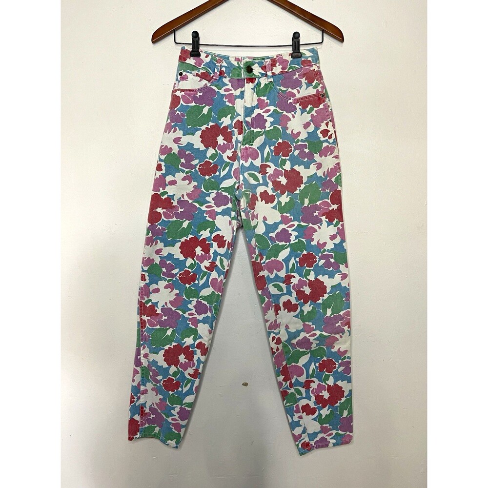 UNIONBAY Floral denim Pants Multicolor High Rise Tapered Vintage juniors 7